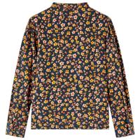 Kinderoverhemd met bandkraag bloemenprint 128 marineblauw - thumbnail