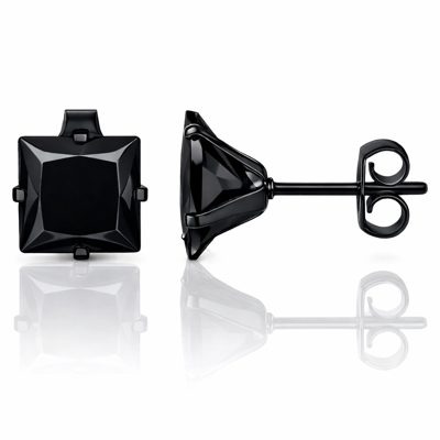 LGT JWLS Classic Stud Oorbellen Vierkant - Zwart-4mm