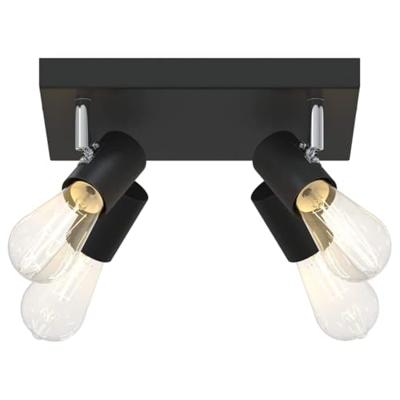 VidaXL Plafondspot met schijnwerpers zwart 26,5 x 26 x 11,5 cm metaal