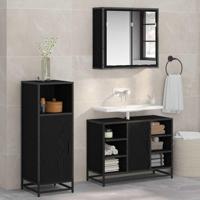 Badkamermeubelset met opslag 3 pcs Zwart eiken 80 x 33 x 60 cm - thumbnail