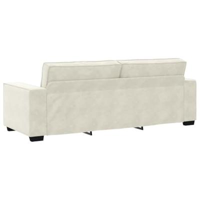 Driezitsbank 180 cm fluweel crèmekleurig