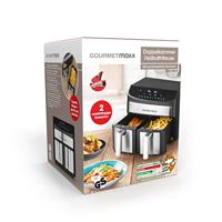 GourmetMaxx Heißluft-Fritteuse Zweikammer 7l Airfryer 2400 W Zwart/RVS - thumbnail