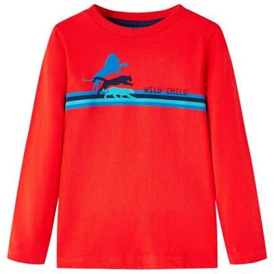 Kindershirt met lange mouwen wilde dierenprint 92 rood Kindershirt met lange mouwen wilde dierenprint 92 rood