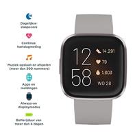 Fitbit Versa 2 Health & Fitness Smartwatch with Voice Control, Sleep Score & Music, One Size, Stone/Mist Grey - thumbnail