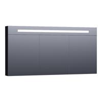 Brauer Promise Deluxe Spiegelkast - 140 cm - met Directe Verlichting - 3 Dubbelzijdige Spiegeldeuren - Mat Zwart - thumbnail