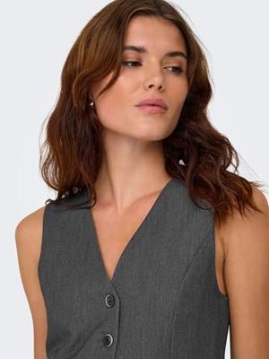 Only Onliris-hattie Waistcoat Tlr Noos Gilets Dark Grey Melange