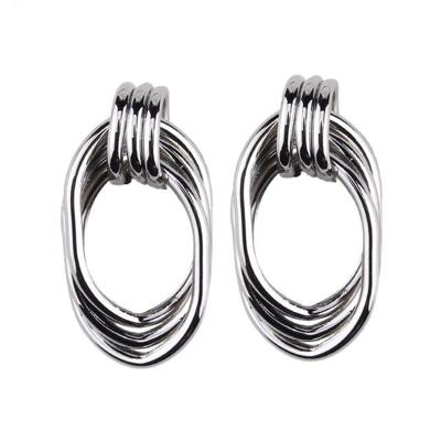 Vintage trendy punk metal Circle Stud oorbel voor vrouwen (zilver)