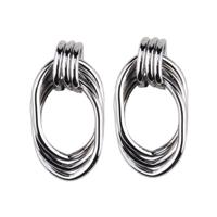 Vintage trendy punk metal Circle Stud oorbel voor vrouwen (zilver) - thumbnail