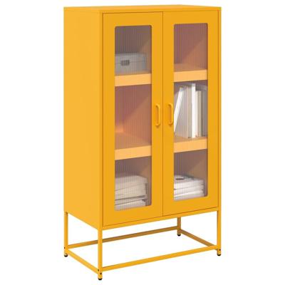 Hoge kast 68x39x123 cm staal mosterdgeel