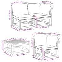 6-delige Loungeset met kussens massief acaciahout - thumbnail