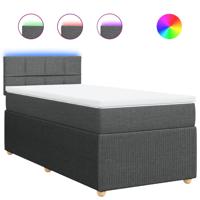 Boxspring met matras stof donkergrijs 90x200 cm - thumbnail