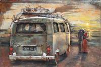 Metaalschilderij - Handgeschilderd - Op date (oldtimer), 120x80cm - thumbnail