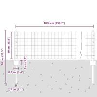 VidaXL Hek met paal zilver 0,4 x 10 m staal - thumbnail