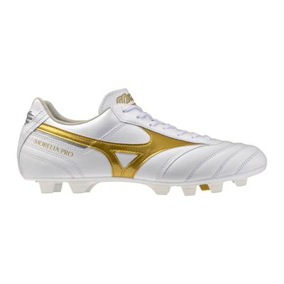 Mizuno Morelia II Pro Gras / Kunstgras Voetbalschoenen (MG) Wit Goud Zilver Mizuno Morelia II Pro Gras / Kunstgras Voetbalschoenen (MG) Wit Goud Zilver