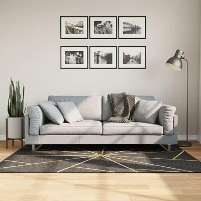 VidaXL Vloerkleed wasbaar anti-slip 120x180 cm zwart en goudkleurig