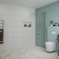 Fortifura Galeria inloopdouche - 30x200cm - ribbelglas - wandarm - Geborsteld RVS PVD (RVS) SW797945/SW797908 - thumbnail