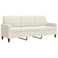 3-delige Loungeset met kussens en bolsters fluweel crèmekleurig - thumbnail