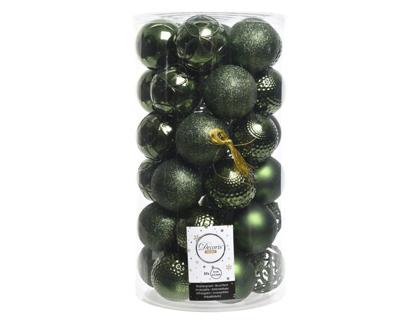 Kerstbal glans mix dia 6 cm dennen groen Decoris - Decoris