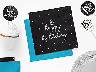 Servetten Happy birthday King Zwart/Wit - 20 Stuks