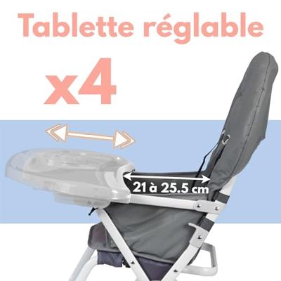 BAMBISOL Vaste hoge stoel met verstelbare plank in grijze diepte - thumbnail