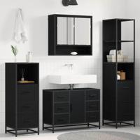 Badkamermeubelset met lade 4 pcs Zwart eiken 80 x 33 x 60 cm - thumbnail
