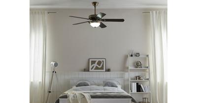 Beliani BEGEJ - Plafondlamp met ventilator-Donkere houtkleur-Metaal, MDF