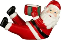 House of Seasons theelichthouder dolomiet kerstman 20x9x13cm rood - thumbnail