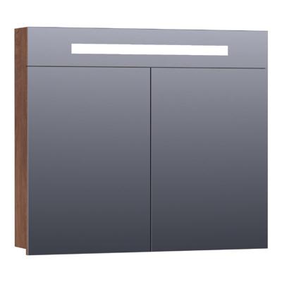 Brauer Promise Spiegelkast - 80 cm - met Directe Verlichting - 2 Enkelzijdige Spiegeldeuren - Forest Cacao