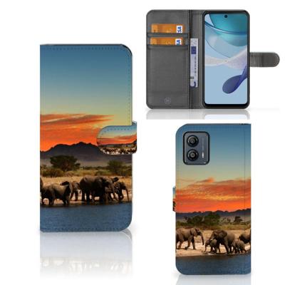 Motorola Moto G53 | Telefoonhoesje | Met pasjeshouder | Olifanten