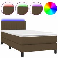 Boxspring met matras en LED stof donkerbruin 90x190 cm - thumbnail