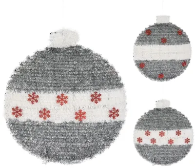 Wandhanger Kerstbal van Tinsel 43cm - Zilver Wandhanger Kerstbal van Tinsel 43cm - Zilver