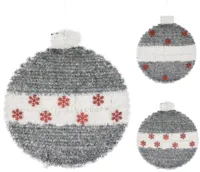 Wandhanger Kerstbal van Tinsel 43cm - Zilver - thumbnail