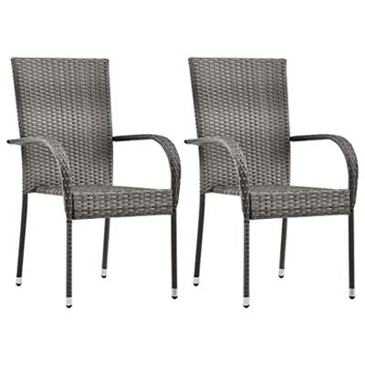 Tuinstoelen stapelbaar 2 st poly rattan grijs