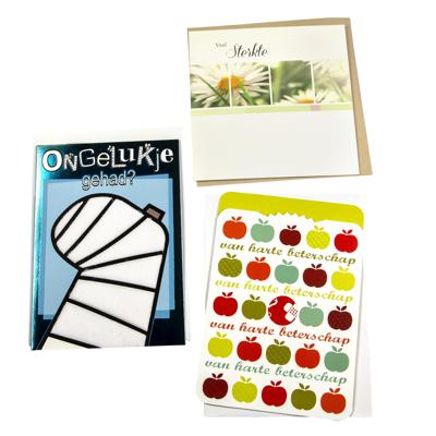 Navulset paperclip wenskaart beterschap 12 kaarten