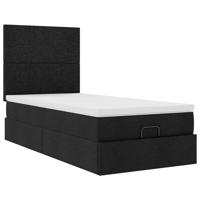 Ottoman bed met matras 80x200cm stof zwart - thumbnail