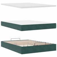 Ottoman bed met matras 140x200cm fluweel donkergroen - thumbnail