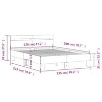 Bedframe met hoofdeinde en LED betongrijs 120x200 cm - thumbnail