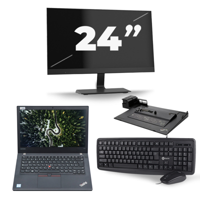Lenovo ThinkPad T470 - Intel Core i5-6e Generatie - 14 inch - 8GB RAM - 256GB SSD - Windows 11 + 1x 24 inch Monitor