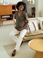 Blouse voor zwangere vrouwen in Engels borduurwerk kaki - thumbnail