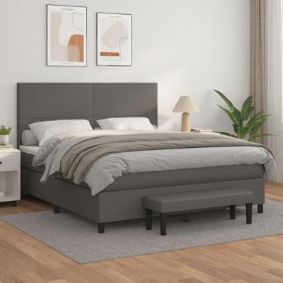 Boxspring met matras kunstleer grijs 160x200 cm