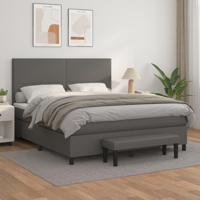 Boxspring met matras kunstleer grijs 160x200 cm - thumbnail
