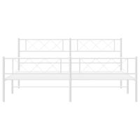 Bedframe met hoofd- en voeteneinde metaal wit 193x203 cm - thumbnail