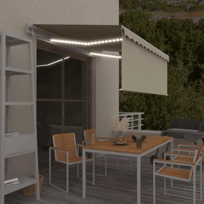 VidaXL Luifel automatisch rolgordijn led windsensor 3,5x2,5 m crème