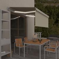 VidaXL Luifel automatisch rolgordijn led windsensor 3,5x2,5 m crème - thumbnail