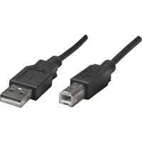 Manhattan 374507 USB-kabel USB 2.0 USB-A stekker, USB-B stekker 0.50 m Zwart Folie afscherming, UL gecertificeerd, Vergulde steekcontacten - thumbnail