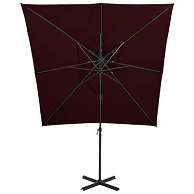 VidaXL Zweefparasol met dubbel dak 250x250 cm bordeauxrood