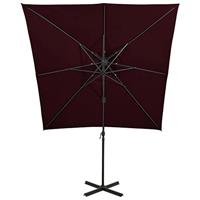 VidaXL Zweefparasol met dubbel dak 250x250 cm bordeauxrood - thumbnail