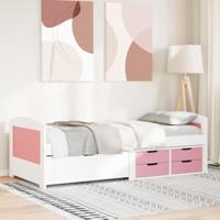 Slaapbank met 5 lades zonder matras IRUN 90x200 cm wit en roze - thumbnail