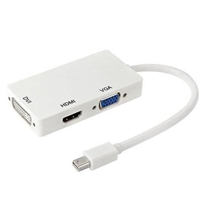 Mini DisplayPort mannetje naar HDMI + VGA + DVI vrouwtje Adapter Converter kabel voor Mac Book Pro Air, Kabel Lengte: 17cmwit