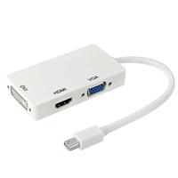 Mini DisplayPort mannetje naar HDMI + VGA + DVI vrouwtje Adapter Converter kabel voor Mac Book Pro Air, Kabel Lengte: 17cmwit - thumbnail